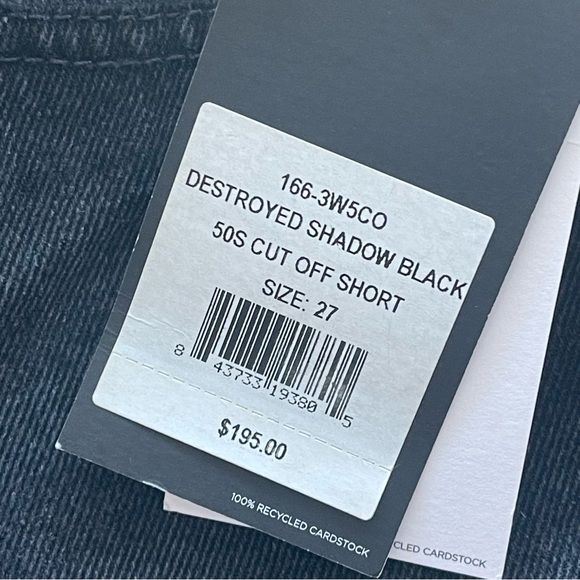 RE/DONE 50s Cutoffs Denim Shorts Distressed Black Size 27 - Picture 2 of 5